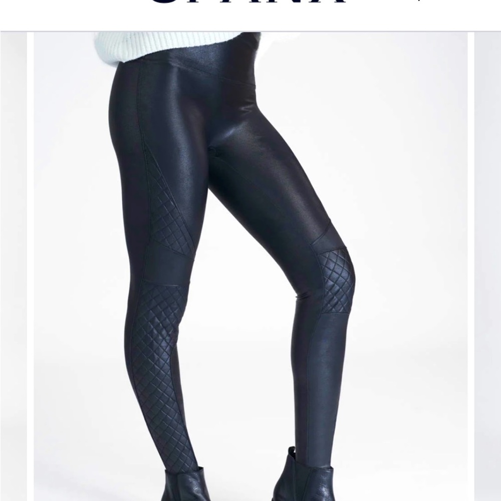 Spanx Faux Leather Moto Quilted Legging Sz: XL